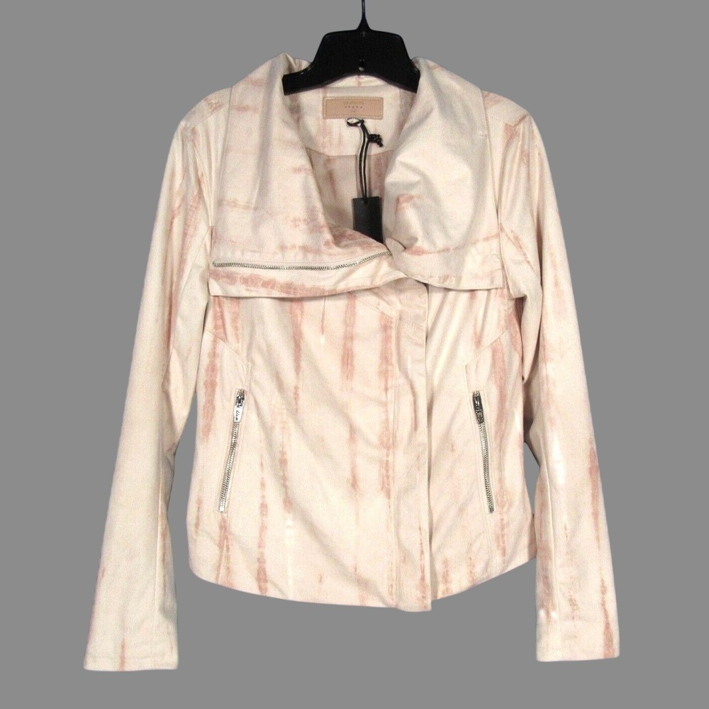 NWT BLANKNYC Soft FAUX SUEDE Zipper PINK TIE-DYE Drape Front CHIC MOTO JACKET M